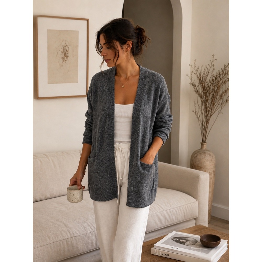 Madewell Gray Merino Wool Alpaca Blend Open Front Cardigan Sweater Women's Sz S